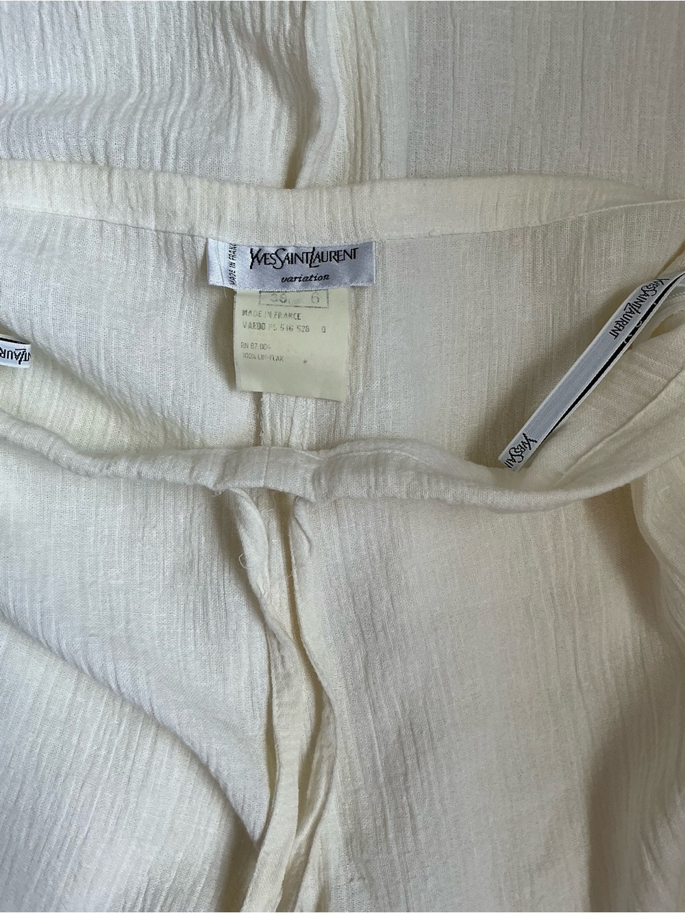 Yves Saint Laurent Cream Drawstring Wide-Leg Pants - Picture 4 of 10